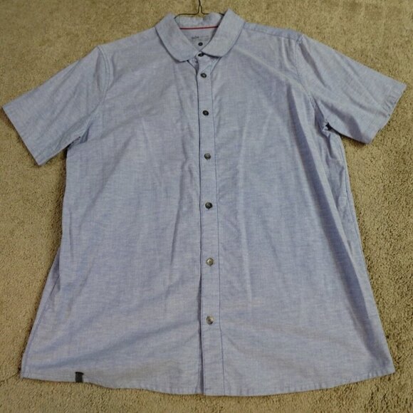 QOR Shirt XL Blue Chambray Short Sleeve Button Front Cotton Blend - Picture 1 of 9